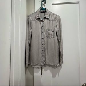 Zara Gray Washed Denim Shirt in Size xs
